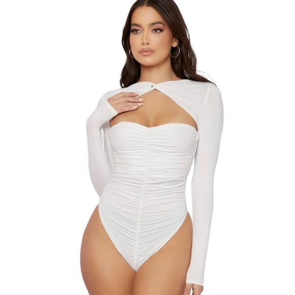 Shein white candy graphic cutout  bodysuit M... main image 1